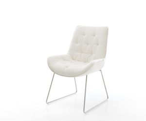 DELIFE Polsterstuhl Taimi-Flex, Kufengestell Edelstahl Bouclé günstig online kaufen