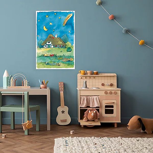 LuckyLinde Leinwandbild »Der kleine Tiger und der kleine Bär bei Nacht«, Ti günstig online kaufen