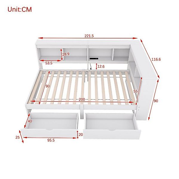 TavilaEcon Einzelbett Tagesbett mit zwei Schubladen, Steckdose und 2 USB-An günstig online kaufen