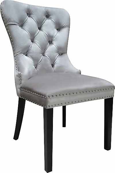 Leonique Stuhl "Cassy" (Set) 1 Stk.Polsterstuhl, silbergrauer Velour, Ziern günstig online kaufen
