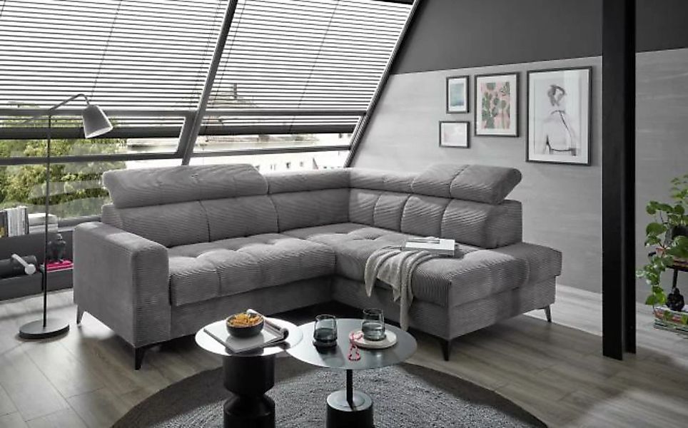 Wohnlandschaft Ecksofa Cord rechts elektrisch ausfahrbar ca. 243 x 200 cm B günstig online kaufen