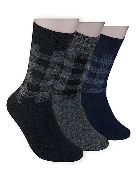 Die Sockenbude Thermosocken KARO (Bund, 3-Paar, grau blau schwarz) vollfrot günstig online kaufen