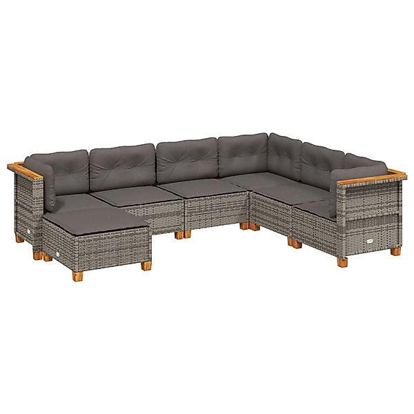 vidaXL 7-Tlg Garten-Sofagarnitur mit Kissen Grau Poly Rattan 3261936 günstig online kaufen