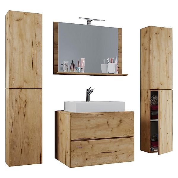 Waschplatz 5tlg-Lendas weiß Eiche Honig Nachbildung B/H/T: ca. 60x52x52 cm günstig online kaufen