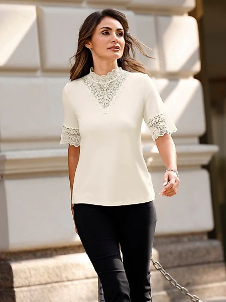 Lady Stehkragenshirt "Spitzen-Shirt" 1 tlg. günstig online kaufen