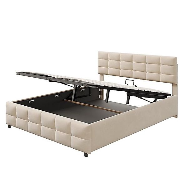Gotagee Polsterbett Jugendbett Doppelbett 180x200cm Samtstoff Stauraumbett günstig online kaufen
