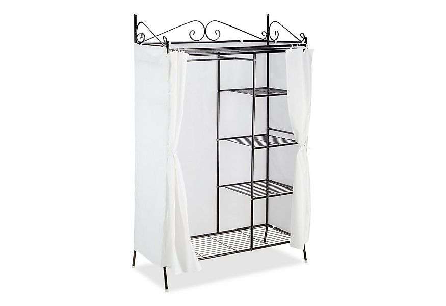 relaxdays Garderobenschrank Metall Garderobe COUNTRY mit Stoffbezug schwarz günstig online kaufen