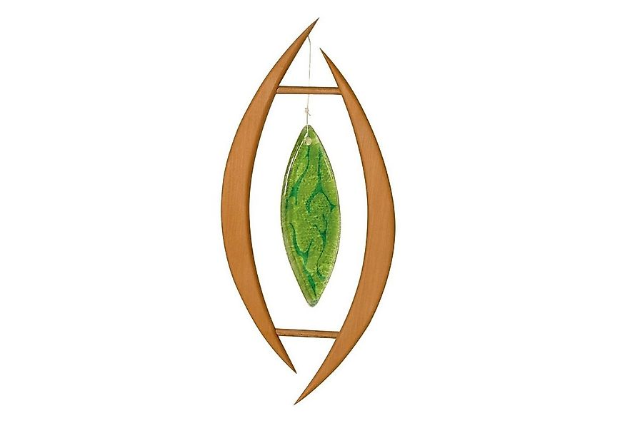 mitienda Fensterdekoration Fensterdeko aus Holz, Oliva mit grünem Glasstein günstig online kaufen