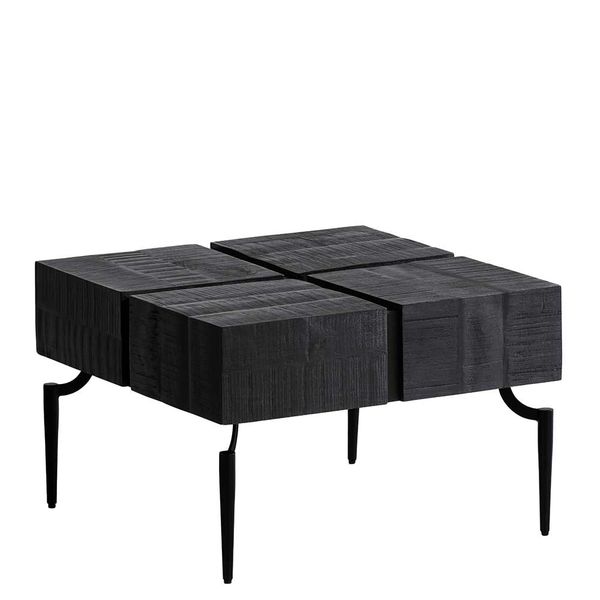 Couchtisch Sofatisch in Schwarz aus Massivholz und Metall günstig online kaufen