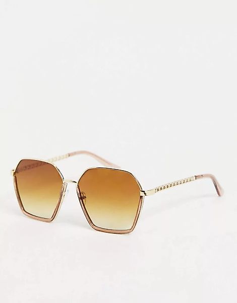 Jeepers Peepers – Sechseckige Oversize-Sonnenbrille für Damen in Rosa mit b günstig online kaufen