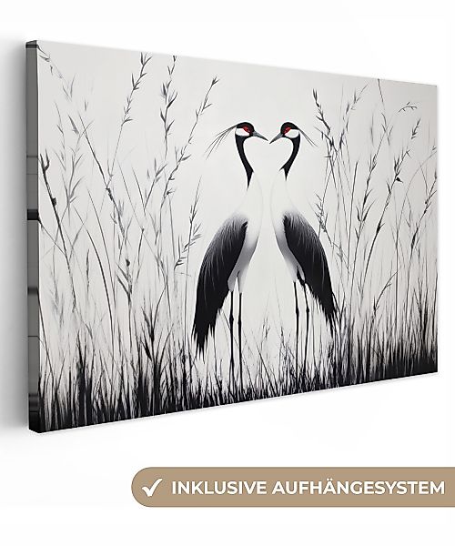 OneMillionCanvasses® Leinwandbild Kranich - Gras - günstig online kaufen