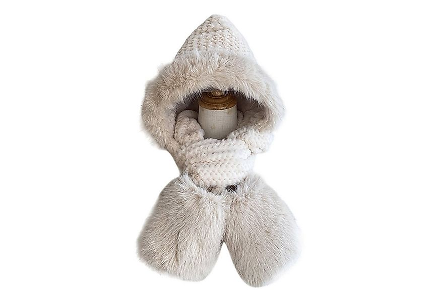 Refttenw Strickmütze Damen Winter Warm Winddichte All-in-One Schal, Mütze, günstig online kaufen