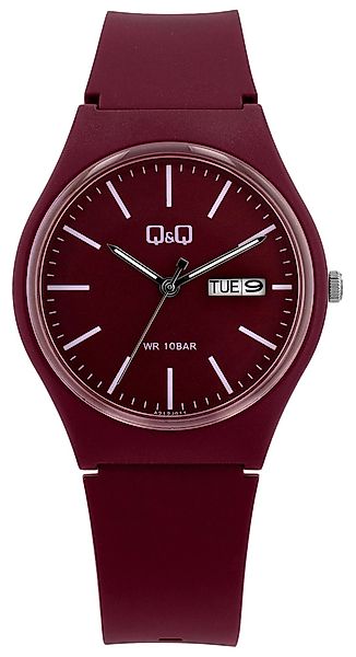 Q&Q Quarzuhr A212J011Y Silikonarmband in bordeaux, günstig online kaufen