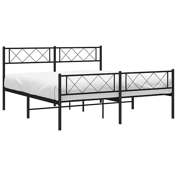 vidaXL Bett Bettgestell mit Kopf- und Fußteil Metall Schwarz 140x200 cm günstig online kaufen