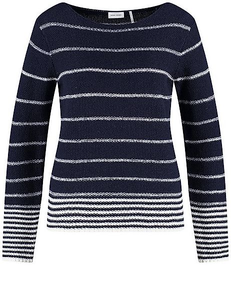 GERRY WEBER Rundhalspullover Struktur-Pullover mit Streifen-Dessin günstig online kaufen