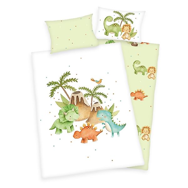 Herding Young Collection Babybettwäsche Dinos Flanell-Bettwäsche günstig online kaufen