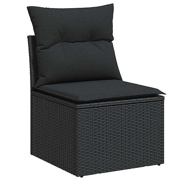 vidaXL Loungesofa Gartensofa ohne Armlehnen mit Kissen Schwarz Poly Rattan, günstig online kaufen