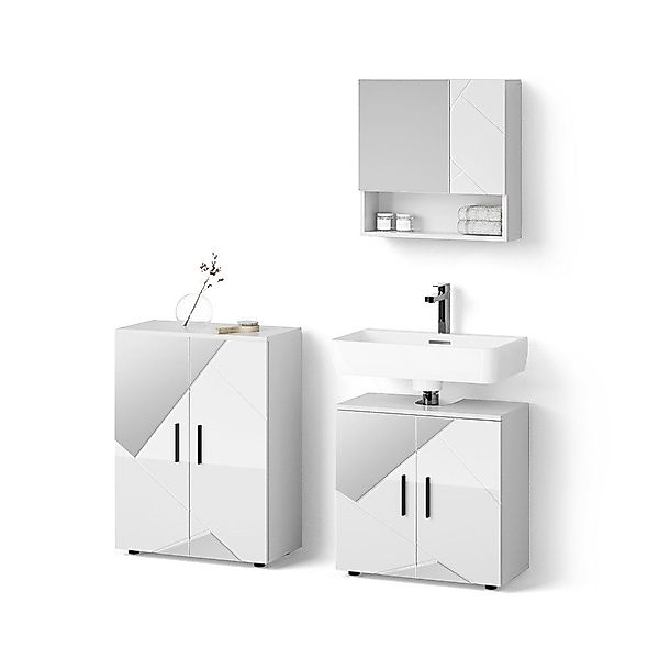 Livinity® Badmöbel-Set Ronco, Weiß Hochglanz mit günstig online kaufen