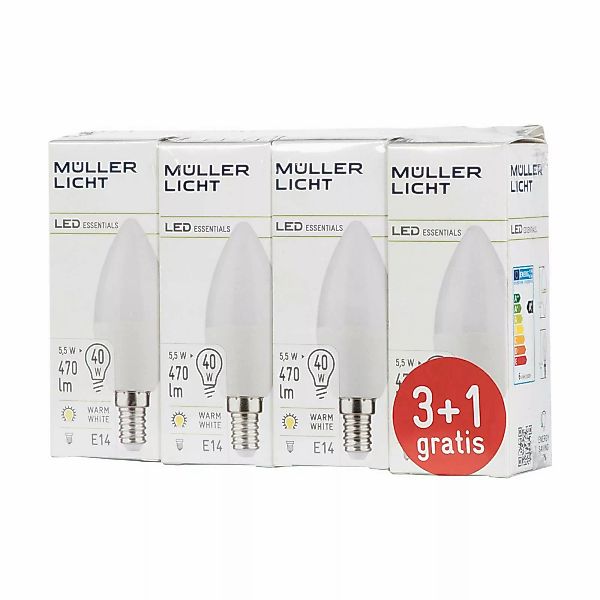 LED-Kerzenlampe E14 5,5W 2.700K Set 3+1 470lm matt günstig online kaufen