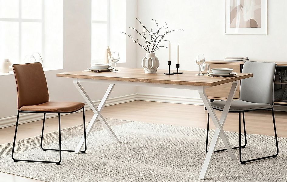 B&D home Esstisch SAMUEL, Metallgestell schwarz oder weiß, 120x60cm,platzsp günstig online kaufen