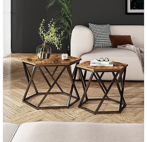 Vicco Couchtisch Fyrk, Eiche rustikal, 57 x 57 cm 2er-Set günstig online kaufen