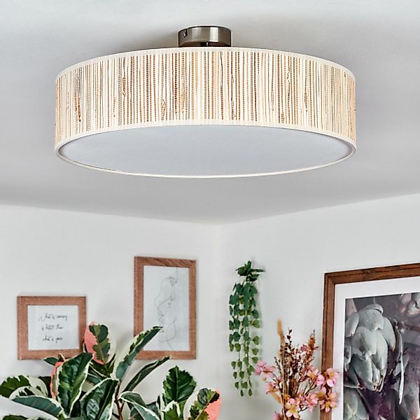 hofstein Deckenleuchte Deckenlampe aus Metall/Seegras/Stoff/Kunststoff in günstig online kaufen