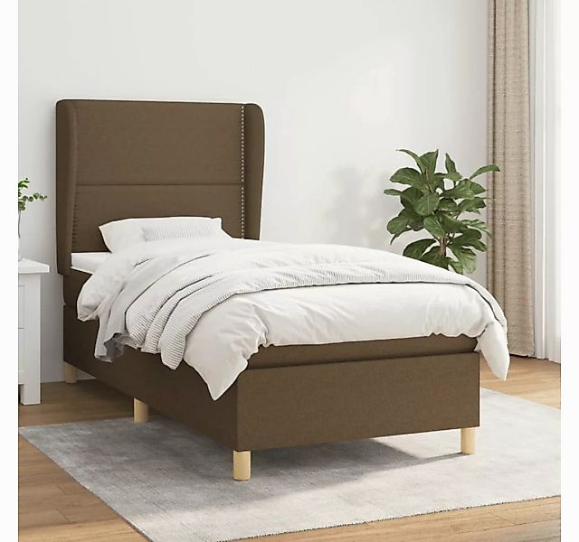 vidaXL Boxspringbett Boxspringbett mit Matratze Dunkelbraun 100x200 cm Stof günstig online kaufen