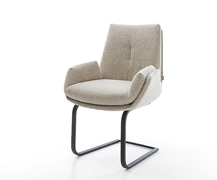 Freischwinger Clea-Flex Webstoff Soft Beige Freischwinger flach Schwarz günstig online kaufen