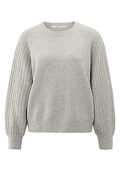 YAYA Rundhalspullover Pullover mit gerippten Ärmeln günstig online kaufen
