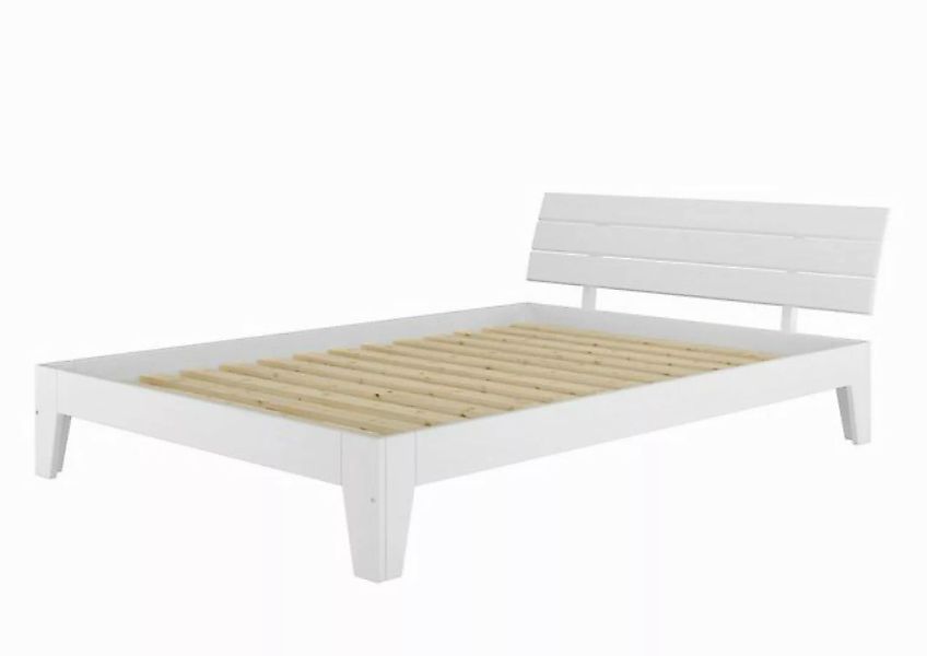 ERST-HOLZ Bett Doppelbett Massivholzbett Kiefer weiß überlang 140x220, Kief günstig online kaufen