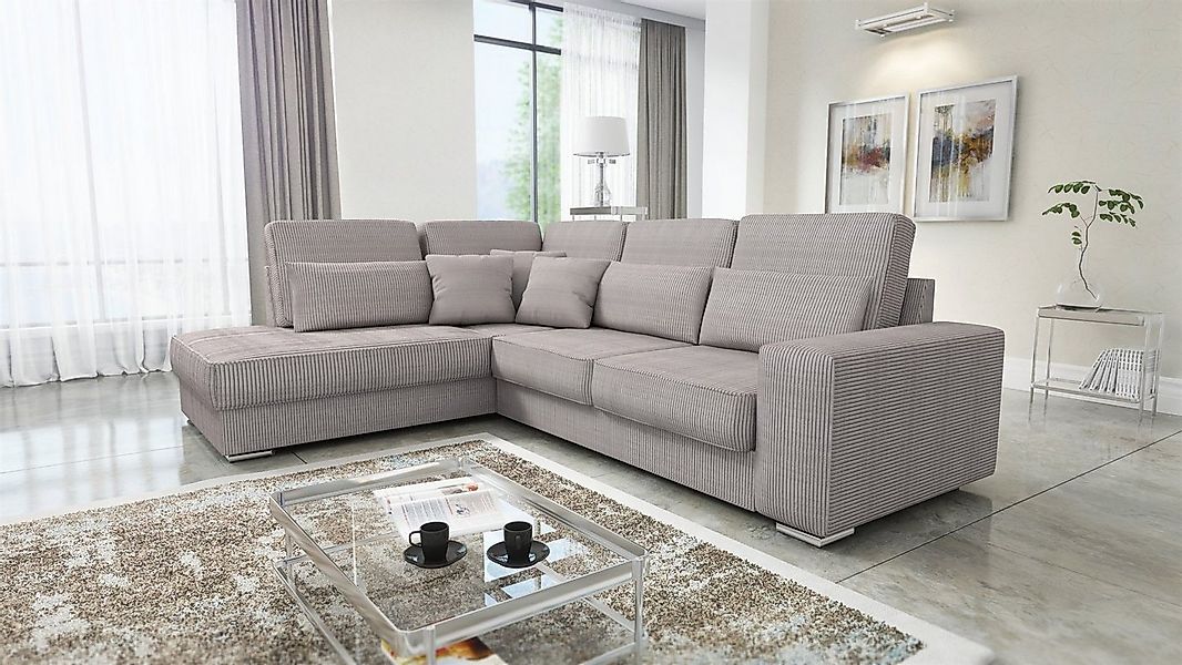 Fun Möbel Ecksofa Sofa NEVIO XL Stoff Scala mit Ottomane, inkl. Rückenkisse günstig online kaufen