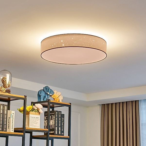 Lindby LED-Deckenlampe Ellamina, Ø 60 cm, weiß, Textil günstig online kaufen