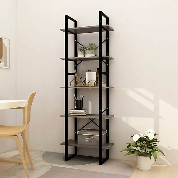 Bücherregal 5 Fecher Grau 60x30x175 Cm Massivholz Kiefer günstig online kaufen