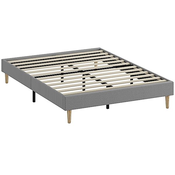 HOMCOM Bettgestell 140 x 190 cm mit Lattenrost aus Holz, gepolstertes Doppe günstig online kaufen