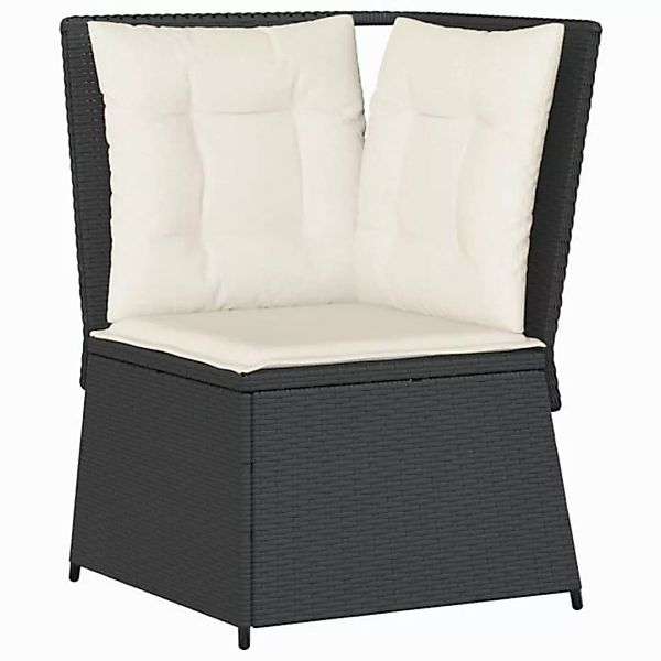 vidaXL Loungesofa Garten-Ecksofa mit Kissen Schwarz Poly Rattan, 1 Teile günstig online kaufen