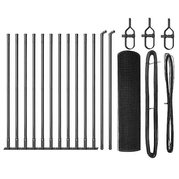 vidaXL Zaunpfosten Grau 25 x 0,4 m 16 x 16 mm Masche Stahl und PVC 3352538 günstig online kaufen