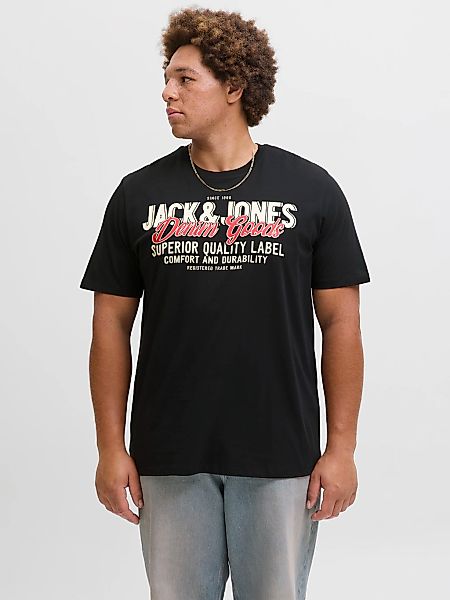 Jack&Jones T-Shirt mit Label-Print Farbe schwarz Größe: 6XL günstig online kaufen