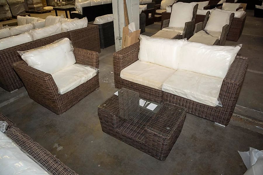 #HBM 3081: Sofa Ariano mit Sessel Mandal + Tisch Moss-braun-meliert günstig online kaufen