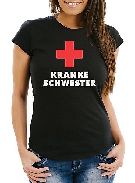 MoonWorks Print-Shirt Kranke Schwester Damen T-Shirt Slim Fit mit Print günstig online kaufen