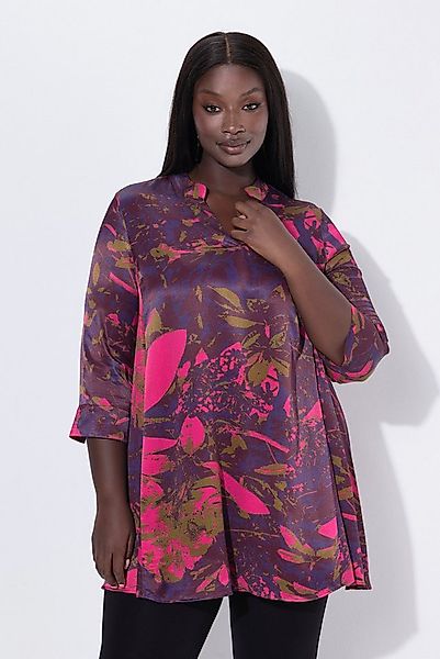 Ulla Popken Tunika Tunika A-Linie Kelchkragen V-Ausschnitt 3/4-Arm günstig online kaufen