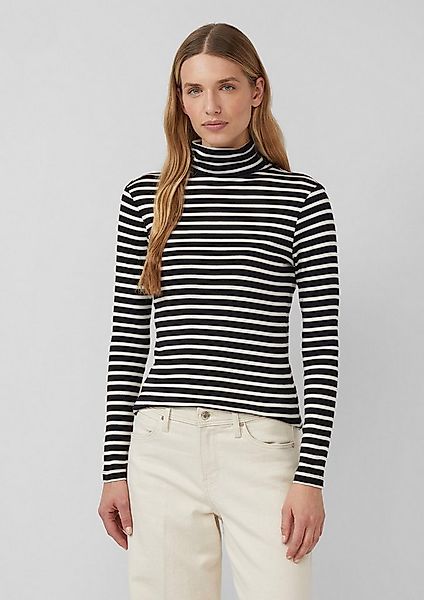 s.Oliver Langarmshirt T-Shirt Gestreiftes Longsleeve im Slim Fit mit Rollkr günstig online kaufen