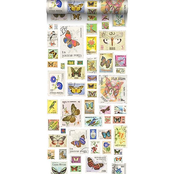 ESTAhome XXL-Vliestapete Briefmarken Mehrfarbig 50 x 900 cm günstig online kaufen