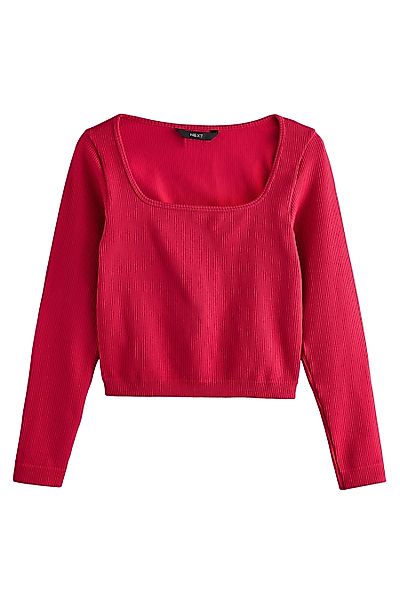 Next Langarmshirt Geripptes Langarmtop mit tiefem günstig online kaufen