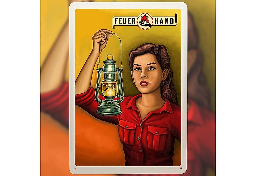 Feuerhand Metallschild Werbeschild Blechschild Retro Stil mit Motiv Männerg günstig online kaufen