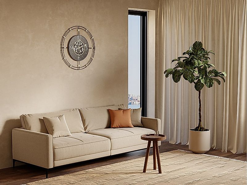 Wanduhr - Industrial Style - Metall - 70 cm - Schwarz & Goldfarben - SEDONA günstig online kaufen