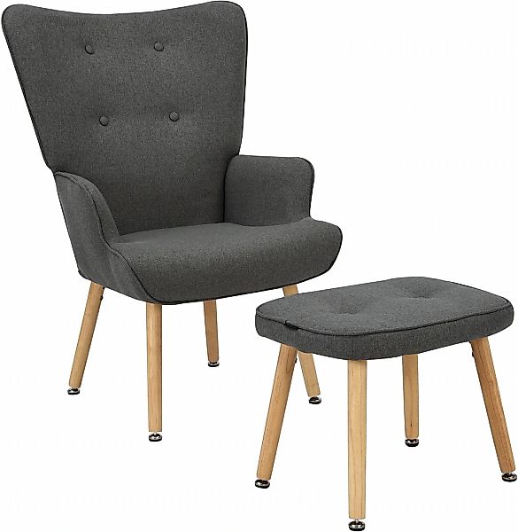 OTTO home Ohrensessel "PERHAM, Sessel mit Hocker im Set, Knopfheftung, Mass günstig online kaufen
