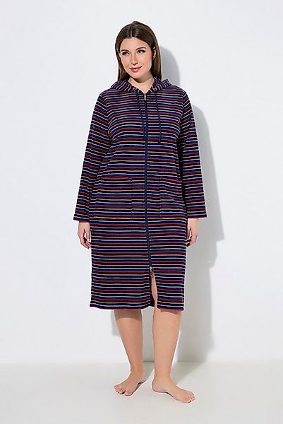 Ulla Popken Bademantel Bademantel Ringel 2-Wege-Zipper Langarm Frottee, Kni günstig online kaufen