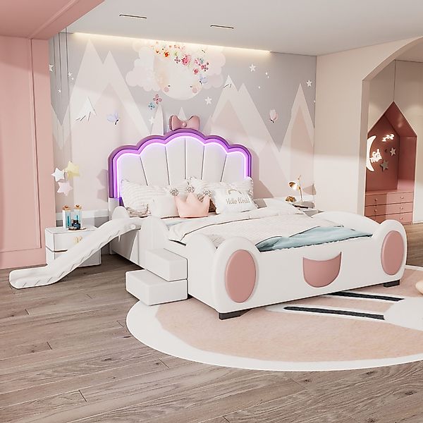 Flieks Polsterbett, LED Kinderbett 140x200cm mit günstig online kaufen