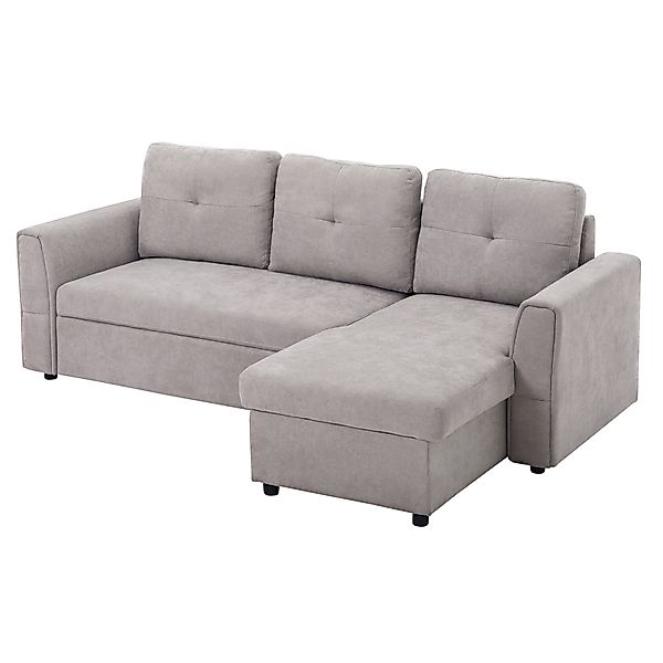 HOMCOM Schlafsofa Ecksofa mit Bettfunktion, 3 Sitzer Couch mit Stauraum, Ch günstig online kaufen