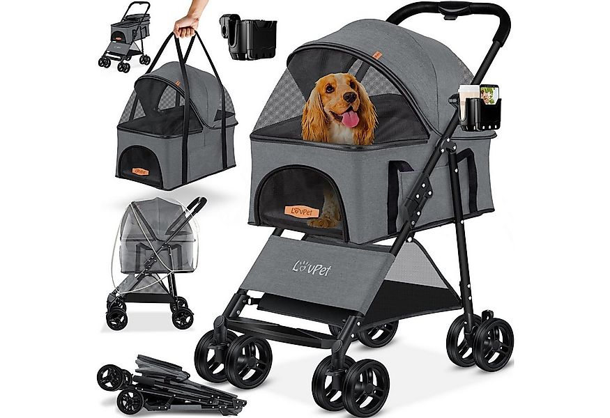 Lovpet Hundebuggy 2in1 Hundewagen max. bis 20kg Buggy für Haustiere, (Hunde günstig online kaufen